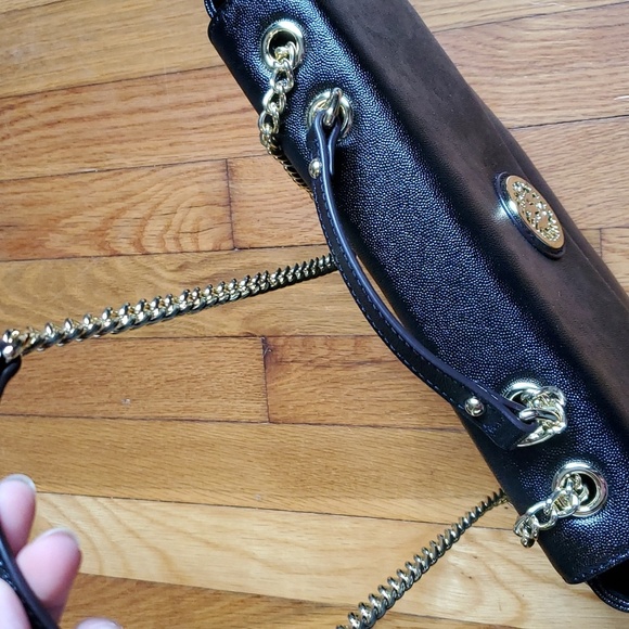 Anne klein large black shoulder crossbody bag chain‎ handle nwot - Picture 5 of 10